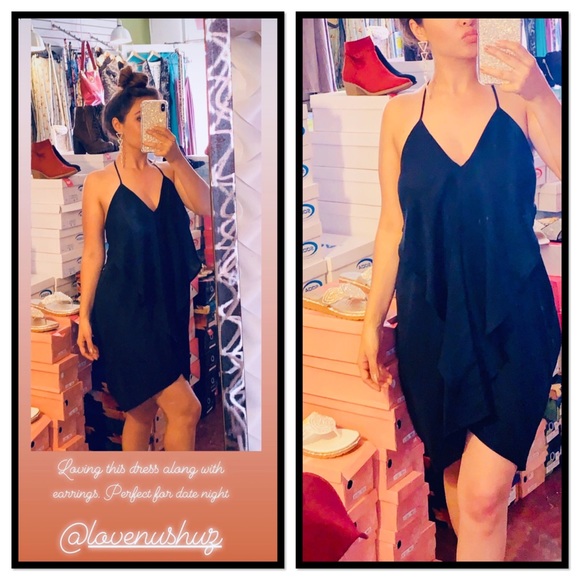 CY SEXY Little Black Ruffle TUNIC DRESS Size Small - Picture 3 of 7